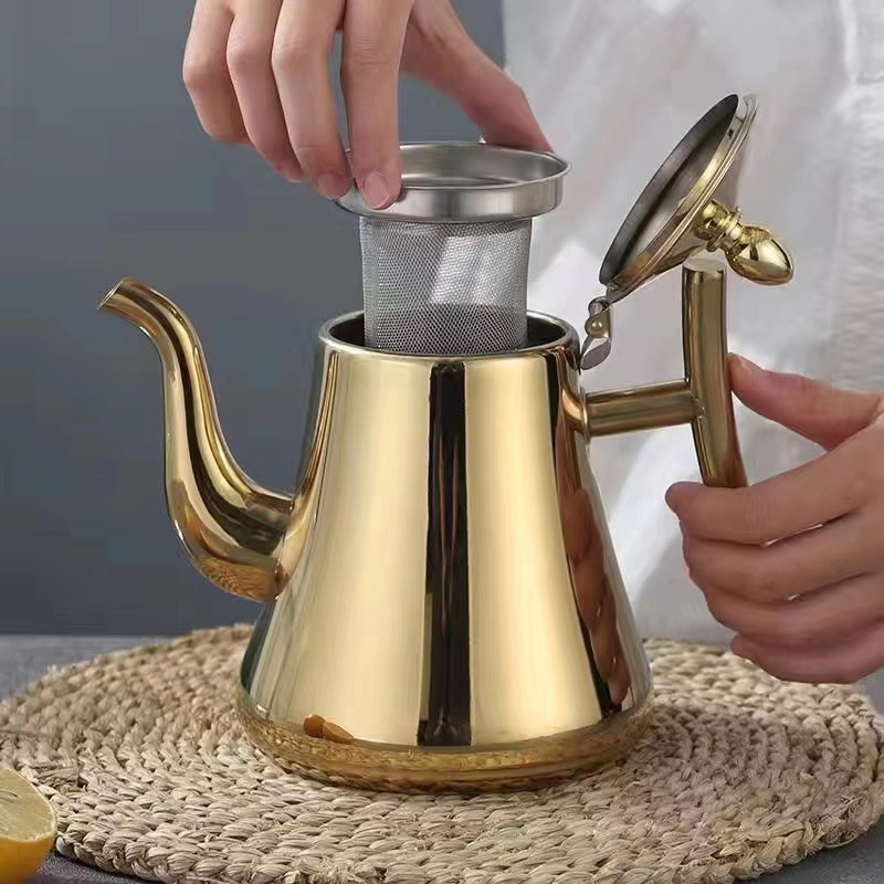 Coffee Tea Leaf - 1L/1.5L Polished Stainless Steel Teapot With