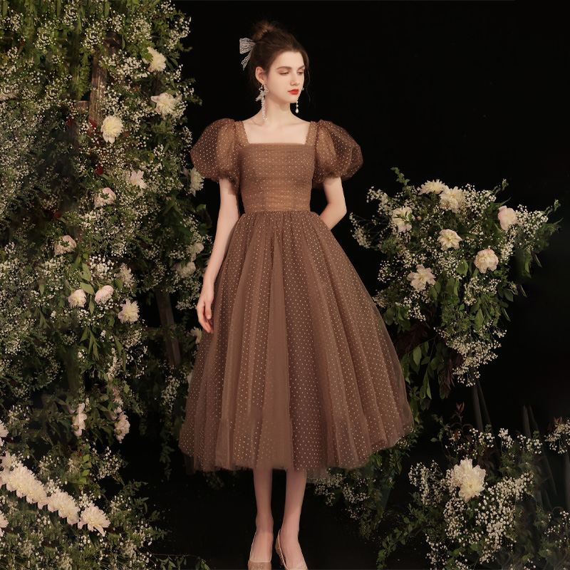Coffee Plus Tea - It's Yiiya Evening Dress Coffee Dots