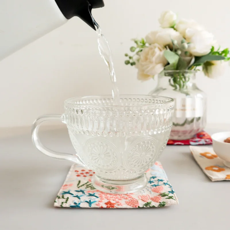 New Cotton Hemp Cup Mat Embroi - Coffee Plus Tea 评论和价格