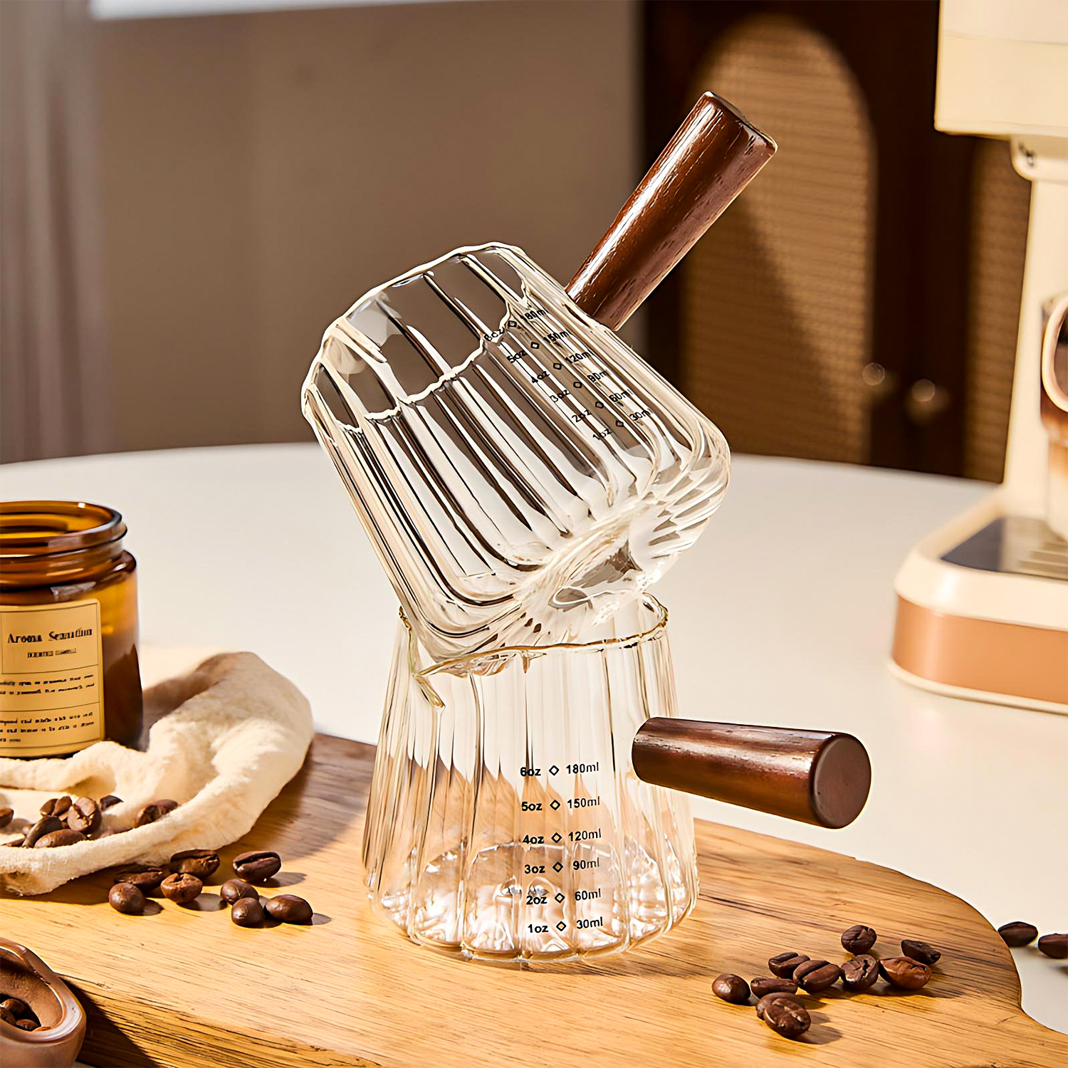 OANKR 6 oz Glass Measuring Cup - Coffee Bean Scale 评论和价格