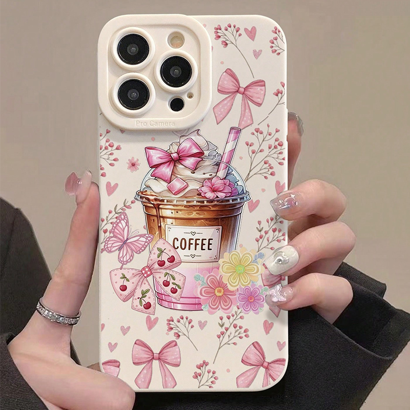 Pink Bow Coffee Pattern Milk T - Coffee Plus Tea 评论和价格
