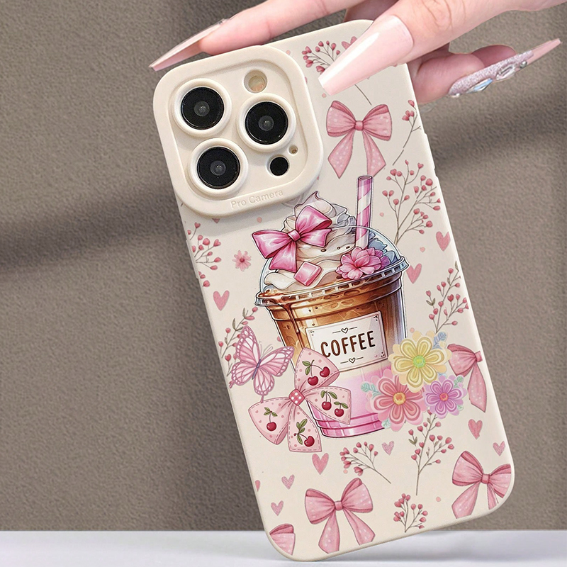Pink Bow Coffee Pattern Milk T - Coffee Plus Tea 评论和价格
