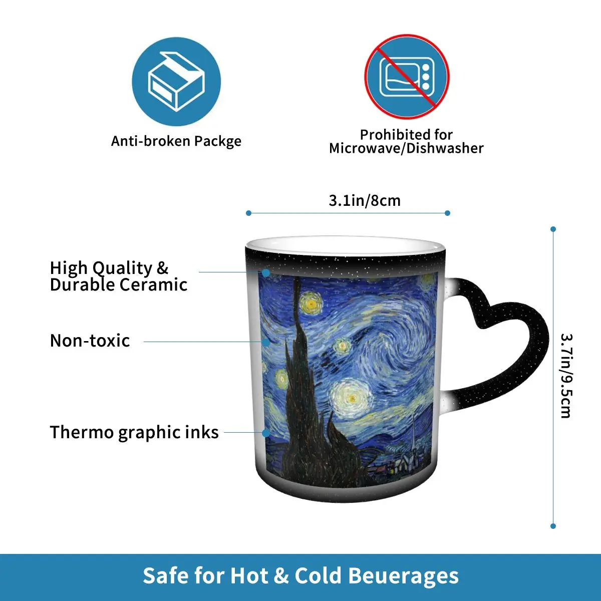 Van Gogh Mug Funny Ceramic Cof - Coffee Tea Van 评论和价格