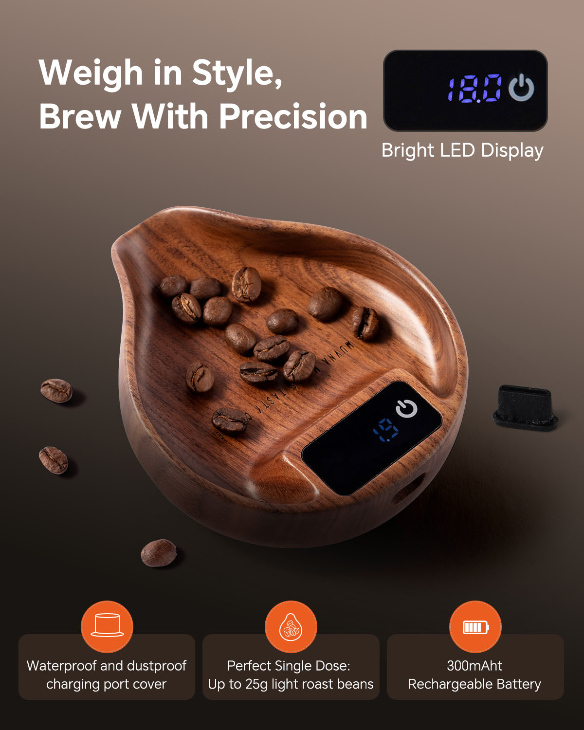 Muvna wooden Coffee Scale，Rech - Coffee Bean Scale 评论和价格