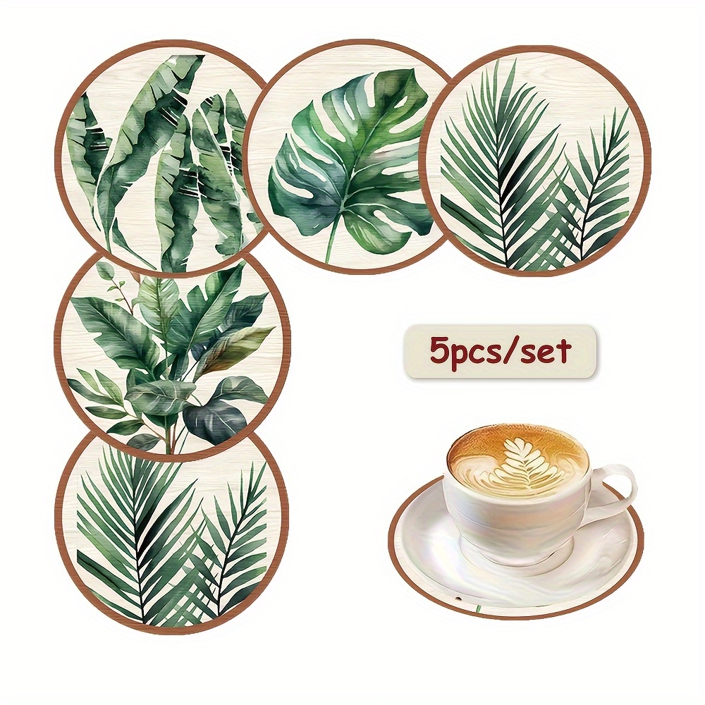 2D Flat 5pcs Tropical Plant gr - Coffee Tea Leaf 评论和价格