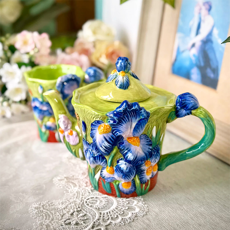 Creative Blue Floral Ceramic C - Coffee Tea Van 评论和价格